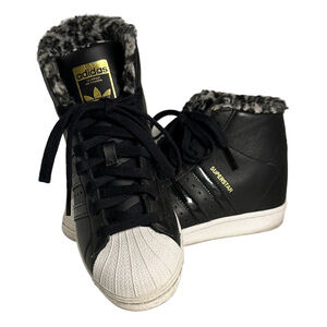 Adidas Superstar Leopard-Lined High Top Sneakers – Women’s 6.5